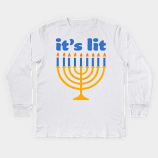 It's Lit Menorah Kids Long Sleeve T-Shirt